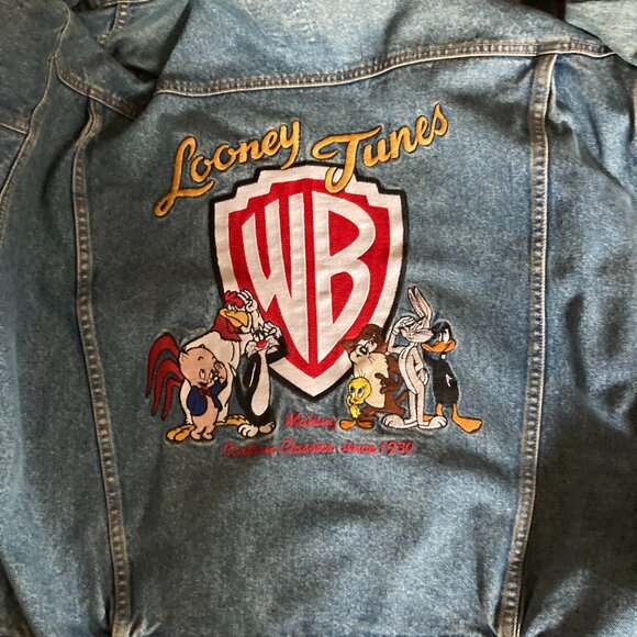 Looney Tunes Classic Jean Jacket with the WB Logo on it - Picture 1 of 4